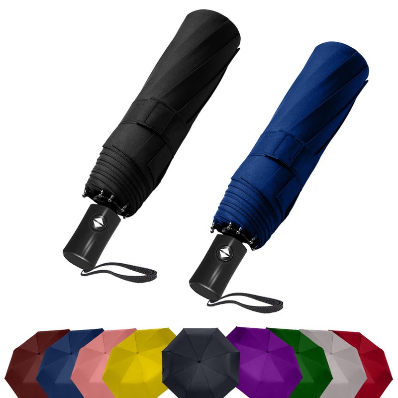 SIEPASA Two Pack The Original Portable Travel Umbrella for Rain Windproof, Perfect Car Golf Umbrella, Backpack, and On-the-Go.(Black & Navy Blue, 2 Pack) - Image 1